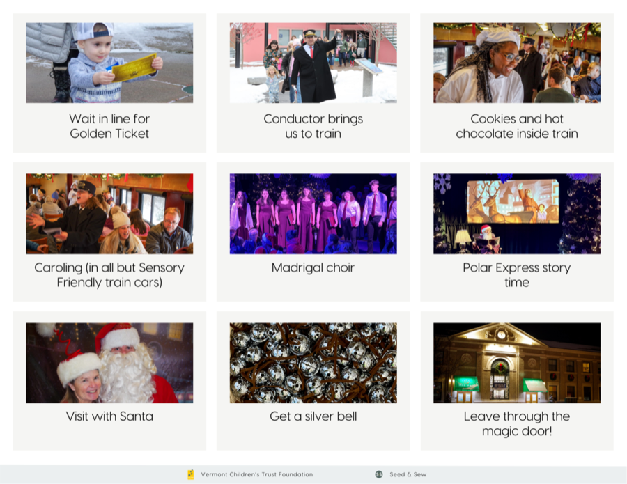 Visual schedule for the Polar Express Train Ride
